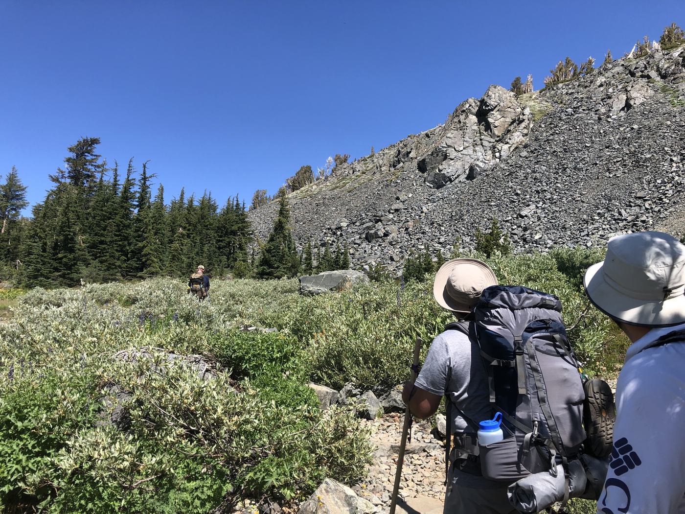 The high, exposed trail crossing near Jacks Peak in Desolation Wilderness
