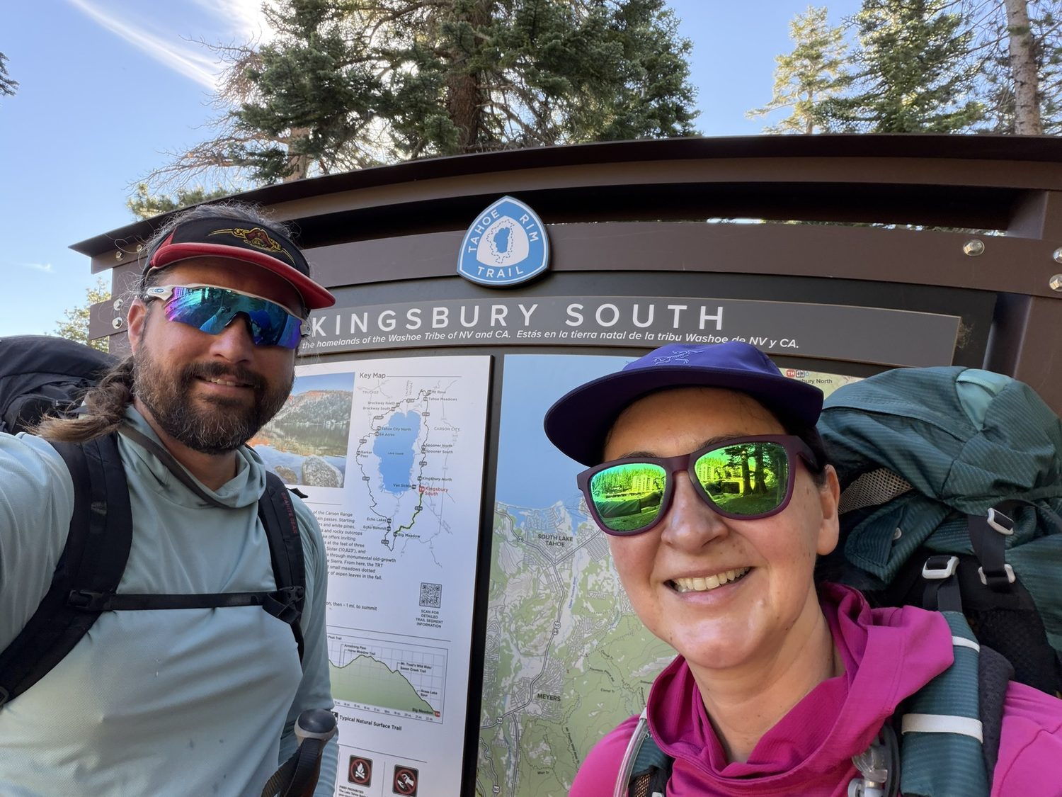 A Tahoe Rim Trail interpretive sign at the Kingsbury South trailhead at the start of the leg